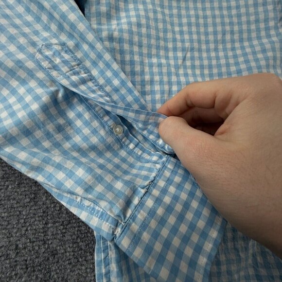 Vineyard Vines Long Sleeve Button Up Shirt Cotton Blue Check Small Slim Whale - Picture 12 of 15